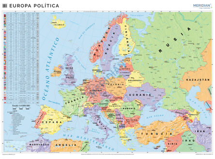 Ścienna mapa polityczna Europy w języku hiszpańskim