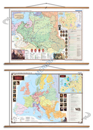 DUO Rzeczpospolita w XVII i XVIII wieku / Europa w pierwszej połowie XVIII wieku - dwustronna mapa ścienna