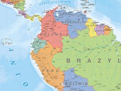mapa polityczna Ameryki Południowej - Karaiby