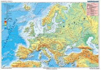 Europa física - mapa ścienna w języku hiszpańskim