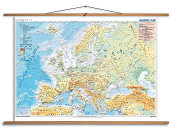 Europa física - mapa ścienna w języku hiszpańskim