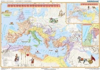 Roma Antigua - Cultura - mapa ścienna w języku hiszpańskim