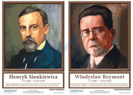 Portrety noblistów polskich - komplet 7 plansz dydaktycznych