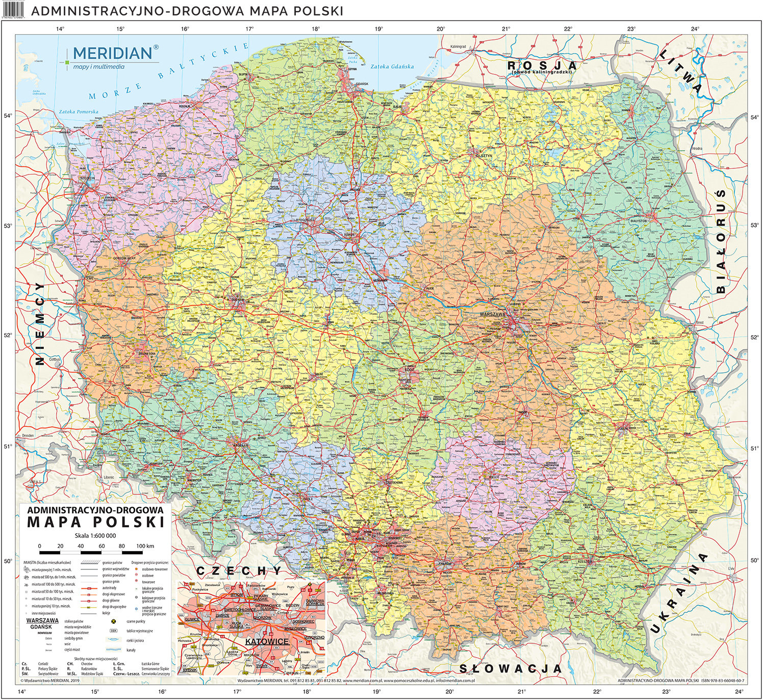 Mapa administracyjnodrogowa Polski (stan na 2019) mapa