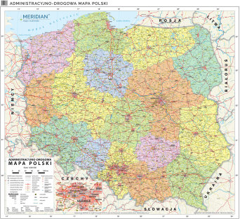 Mapa administracyjno-drogowa Polski (stan na 2021) - mapa ścienna
