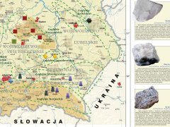 Surowce mineralne i zagłębia wydobywcze w Polsce, ścienna mapa szkolna.
