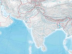 Fizyczna mapa konturowa Azji - ukształtowanie powierzchni ziemi
