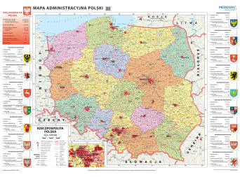 Mapa administracyjna Polski (2022) - mapa ścienna