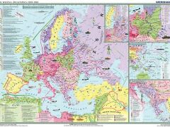 Ścienna mapa Europy i Świata w czasie II wojny światowej