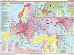 Ścienna mapa Europy i Świata w czasie II wojny światowej