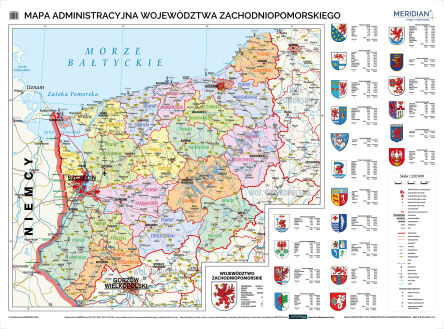 Mapa administracyjna województwa zachodniopomorskiego