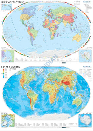 DUO Świat polityczny / fizyczny z elementami ekologii - dwustronna mapa ścienna  (2021)