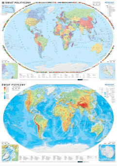 DUO Świat polityczny / fizyczny z elementami ekologii - dwustronna mapa ścienna  (2021)
