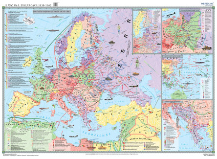 II Wojna Światowa 1939-1942 - mapa ścienna