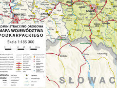 Ścienna mapa administracyjno-drogowa województwa podkarpackiego