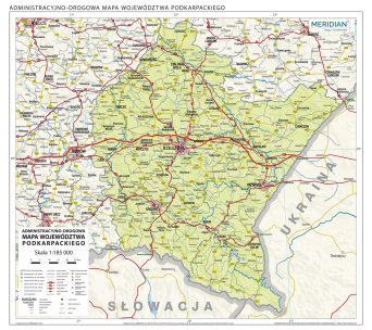 Województwo podkarpackie - ścienna mapa administracyjno-drogowa