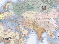 Mapa ścienna przedstawiająca świat w okresie wielkich odkryć geograficznych w XVII-XVIII w.
