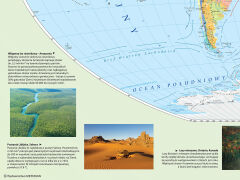 Ścienna mapa szkolna przedstawiająca różnorodność krajobrazową świata