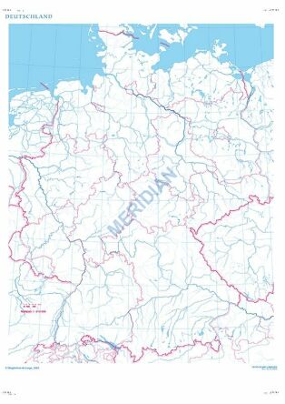 Ścienna szkolna mapa konturowa do ćwiczeń przedstawiająca granice Niemiec.