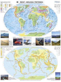Świat - geologia i tektonika - mapa ścienna