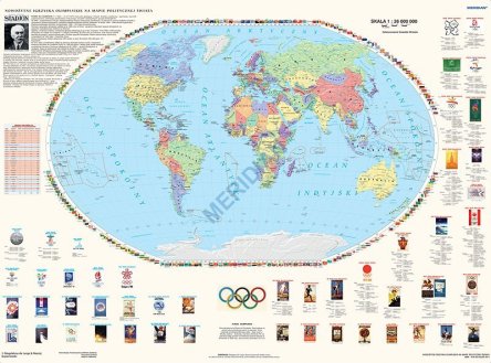 Ścienna mapa olimpiad na świecie aktualizowana na rok 2014
