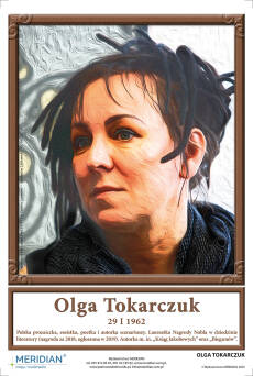Portret Olgi Tokarczuk - ścianna plansza dydaktyczna